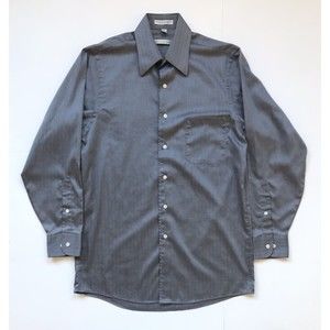 Geoffrey Beene Men’s Gray Button Up Long Sleeve Dress Shirt Size Medium 15 32/33